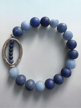 Frosted Lapis Lazuli and Sodalite Bracelet. NWOT.